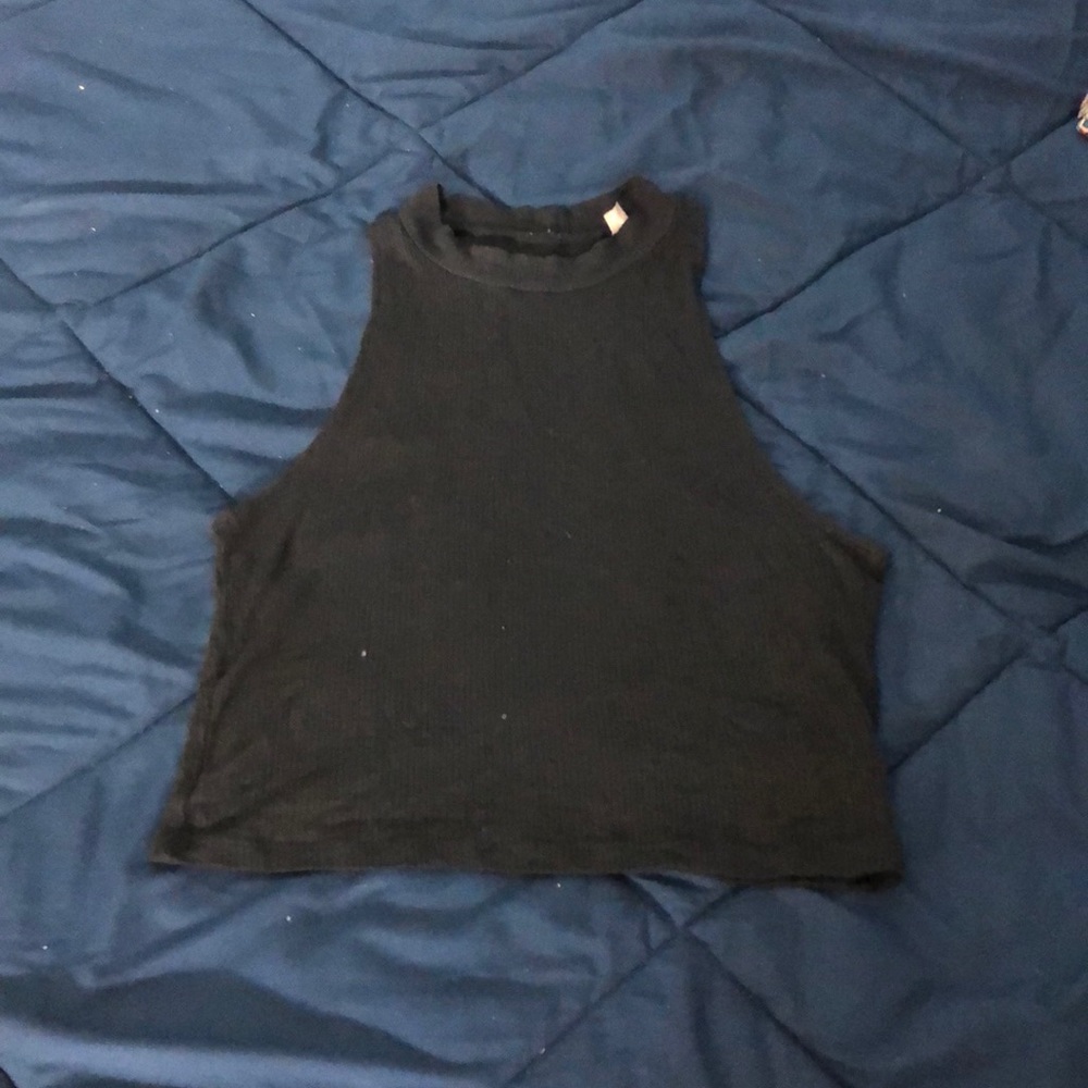 High neck black crop top